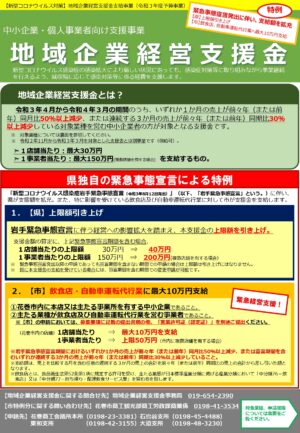 【第2弾】地域企業経営支援金(令和3年度予算事業)9月13日(月)より支給額を拡充します!